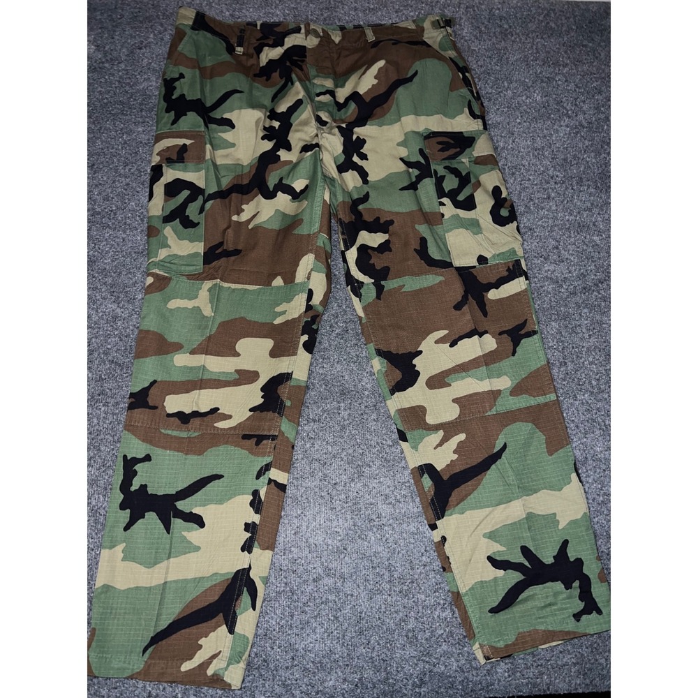 Military Woodland Camo Cargo Pants XL Regular Ripstop Trousers 8415-01-390-8954